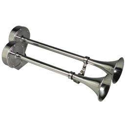 Schmitt &amp; Ongaro Deluxe All-Stainless Dual Trumpet Horn - 12V