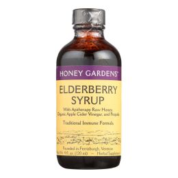 Honey Gardens Apiaries Elderberry Syrup - Apitherapy Raw Honey - Propolis and Elderberries - Cough - 4 oz