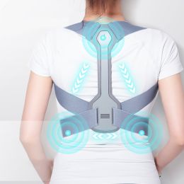 Back Posture Corrector Clavicle Lumbar Spine Straight Strap Shoulder Support Brace Corset Bone Pain Relief Belt Body Health Care (Color: Gray, size: XL)