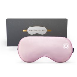 New Cordless Heated Eye Mask for Dry Eyes USB Rechargeable Warming Therapy Graphene Heating Reusable Real Silk Sleep Eye Mask (Color: PINK SET, Ships From: China)