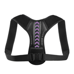 Women Men Univeral Adjustable Back Posture Corrector Shoulder Straightener Brace Neck Pain Relief (Color: Black & Purple, Chest Circumference: 36-47 inch)
